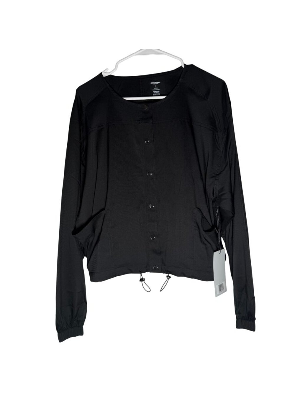 Girlfriend Collective Black Button-Down Jacket Windbreaker Jacket Medium NWT